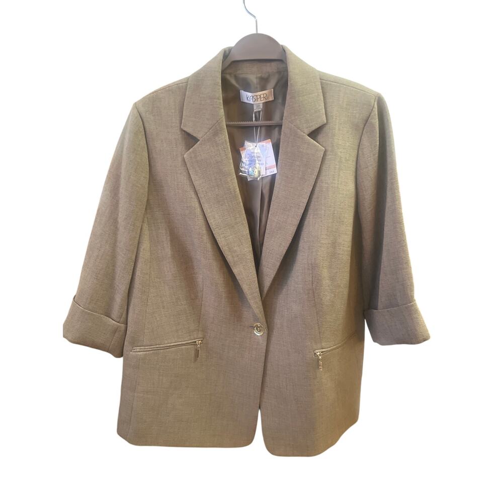 NWT KASPER WOMAN CYREESS GREY‎ SINGLE BREASTED PLUS SIZE BLAZER SIZE 16W